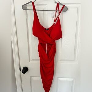 Zeagoo Red Cutout Mini Bodycon Dress – Size M
